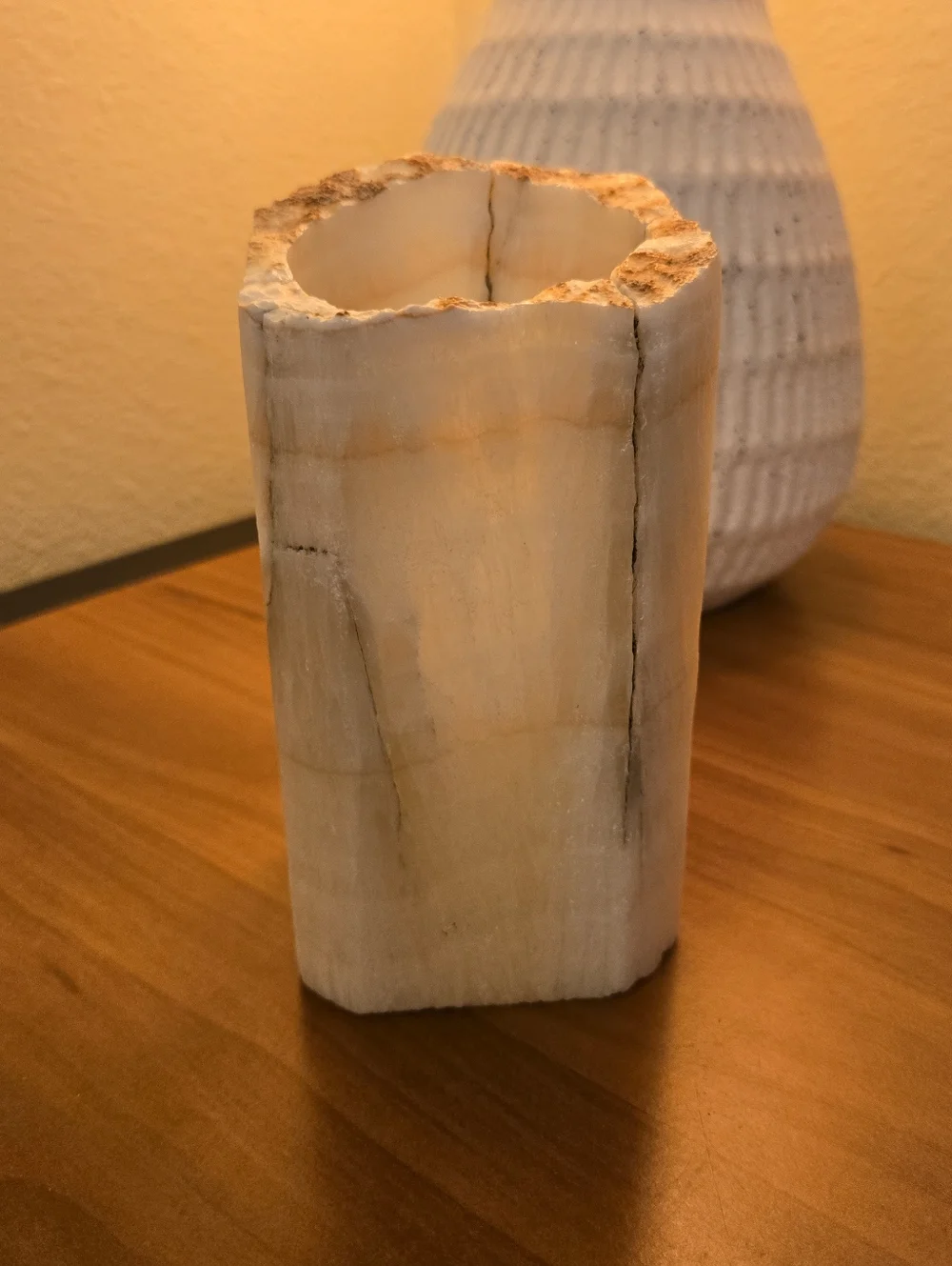 Natural White Like Alabaster Decorative Candle Holder Decor - Picture 9 of 10